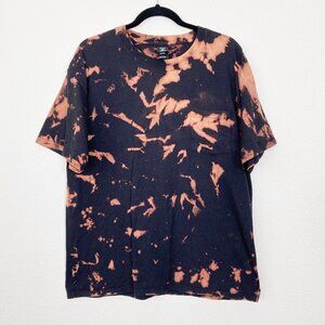 Custom Bleach Tie Dye Hanes Unisex Large Black Pocket Short Sleeve Tee T-Shirt